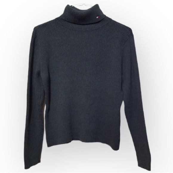 TOMMY HILFIGER VINTAGE TURTLE NECK LONG SLEEVE 100% COTTON DARK GRAY SWEATER XL - Picture 1 of 9
